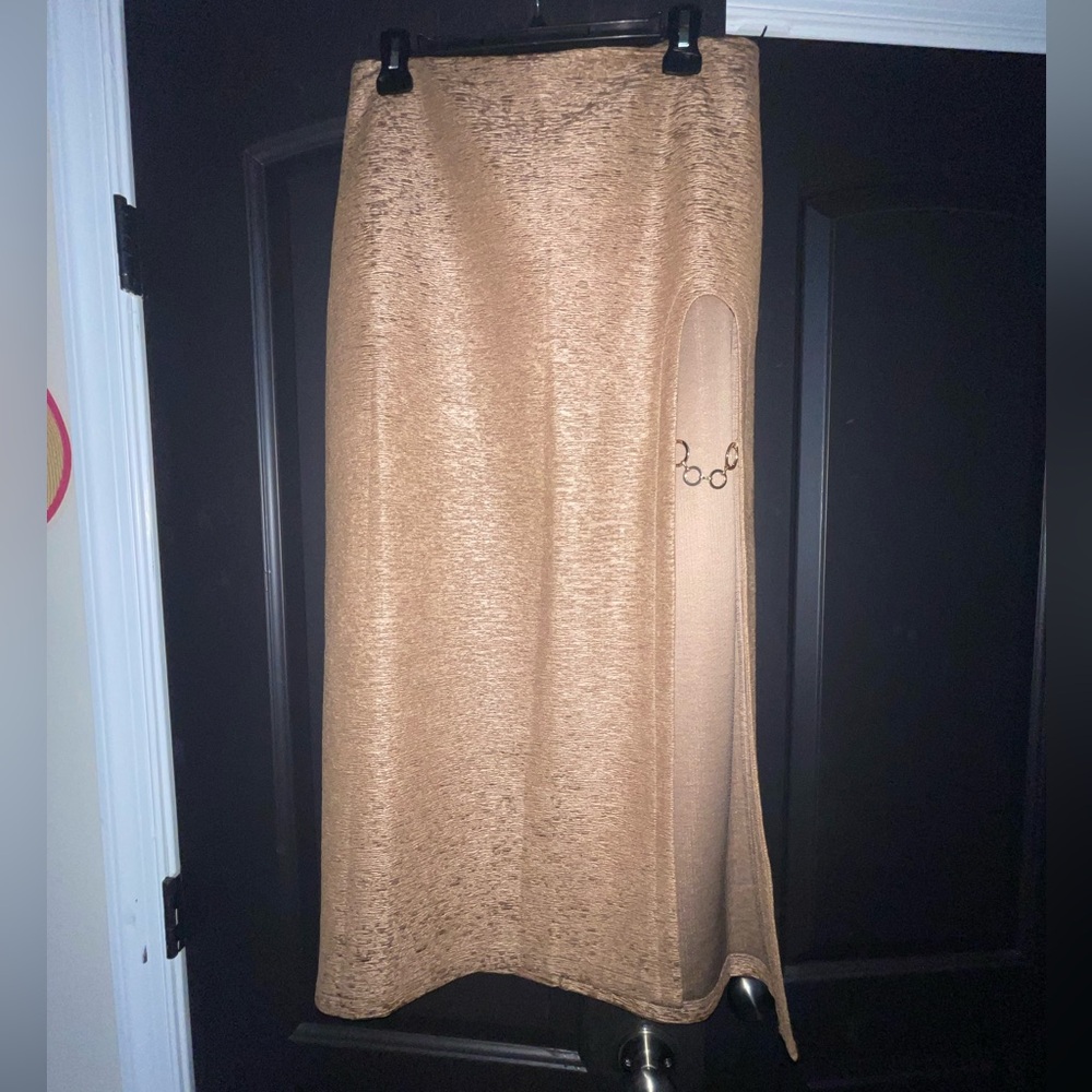 Nasty Gal Tan chain midi Pencil Skirt - Picture 2 of 5